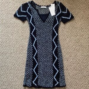 Sandro crochet blue mini dress size 1